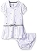 Nautica Baby Girls' Printed Pique Dress with Pleated Skirt and Stripe Bow, Sail White, 6/9 Months
