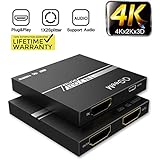 2019 Updated HDMI Splitter Ultra Thin 4K 1 in 2 Out, QGeeM, 1x2 HDMI Splitter for PS 4、Xbox、Apple Tv、Stb、Blu-Ray DVD Players and More(Vk-102S)