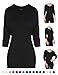 SATINA 3/4 Sleeve Dolman Tunic Top – Crew Neck Long Shirt – Many Colors & Sizes (Medium, Black)