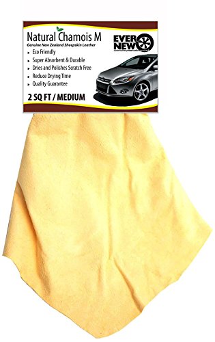 Natural Chamois M (2 sq ft.) Medium Size by Ever New Automotive Premium New Zealand Sheepskin! Fast Drying! for Auto, Boats, RV and Home! Chamois is Long Lasting and Super Absorbent!