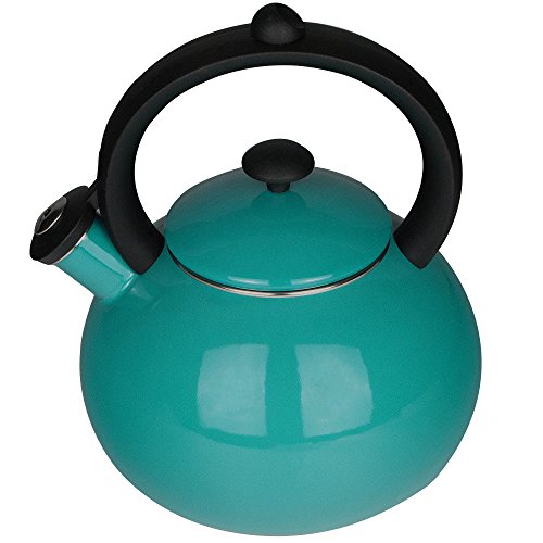Enamel-on-Steel Tea Kettle for Stovetop - Whistling Teakettle 2-Quart Turquoise Blue Tea Pots Costa by AIDEA - Thumbnail 6