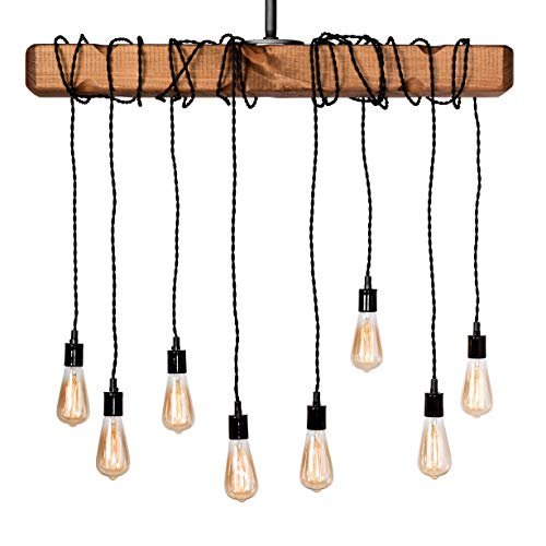 Farmhouse Lighting Wrapped Wood Beam Farmhouse Chandelier Pendant Light Fixture - Rustic Lighting Great for Kitchen Island Lighting, Dining Room, Bar, Industrial, and Billiard or Pool Table - Thumbnail 3