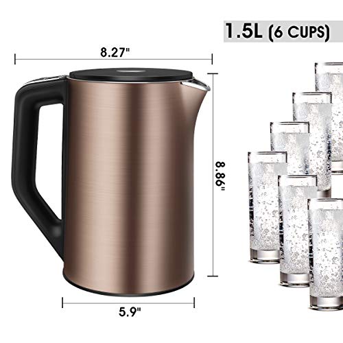 Electric Kettle, CUSIBOX 1.5L Temperature Control Tea Kettle with Keep Warm Function, Cool Touch Double Wall Stainless Steel Water Kettle, 1500W
