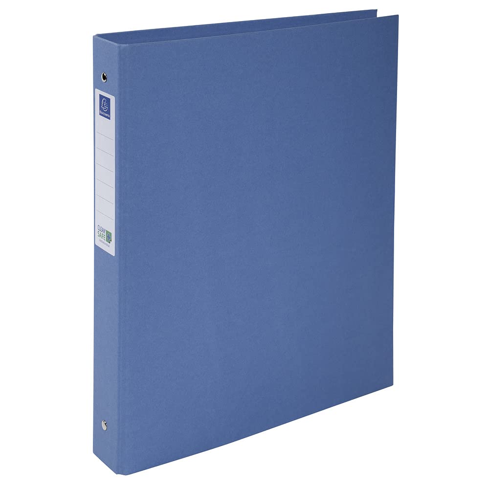 Exacompta - ref. 54222E - 1 Clean'Safe rigid binder - 2 round rings, diameter 30 mm - Spine 40 mm - External dimensions: 32 x 26 cm - A4 file format - Colour: blue