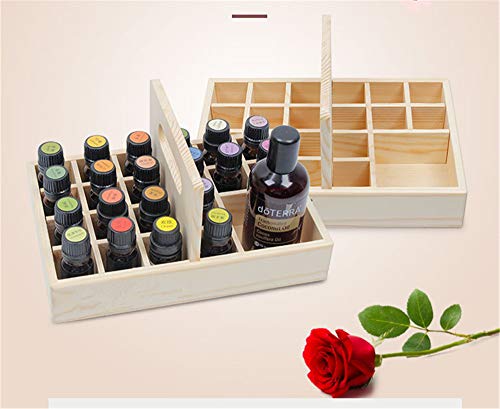 VolksRose Essential Oil Storage Box, Wooden Tray Display Rack with Carry Handle Organizer for Jewelry, Small Plant, Diffuser, Nail Polish and More, Holds 21 Bottles #ob07 - Thumbnail 7