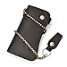 LUUFAN Men's Genuine Leather Long Wallet Chain Wallet, Engraved Bifold Wallet