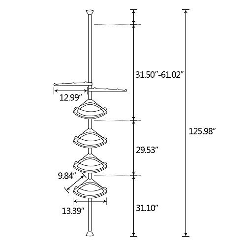image for Siamchoice24 Rack Bathroom Kitchen Holder Storage 4 Tier Shelf Removab