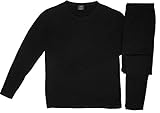Comfort Fit Men's Microfiber Fleece Lined Thermal Top & Bottom Underwear Set, XXL, Black