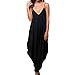 E.JAN1ST Women's Spaghetti Strap Jumpsuit V Neckline Loose Harem One Piece Romper, Black, L