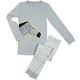 Papallou Boys Zebra Print Pajama Set, 100% Cotton, Grey, 4T