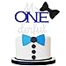 Blue Sliver Mr Onederful Cake Topper - Boy 1st Birthday Cake Topper for Little Man/Wonderful One/Bow Tie Theme Kids Boys 1 Year Old Birthday Party Supplies Decorations