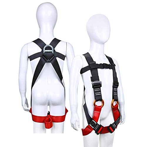 WILDKEN Kids' Climbing Harness Youth Harness Full Body Zipline Safety Harness for Mountaineering Outward Band Expanding Training Rock Climbing Rappelling Equip (Black)