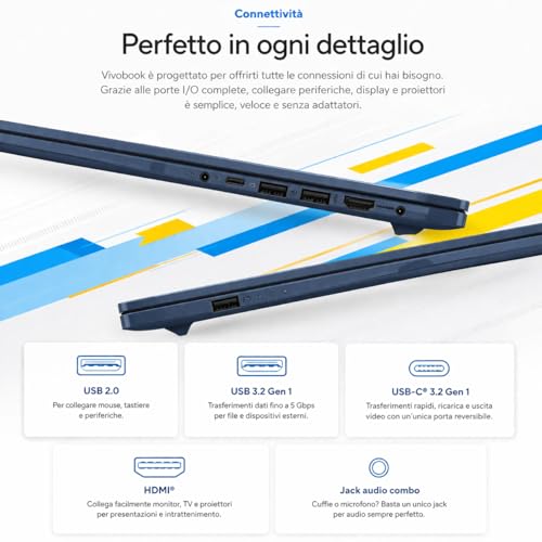 ASUS Notebok Vivobook, Intel Core 7 150u 10Core, DDR5 Ram 16Gb, PCI Nvme 1TB SSD, WI-FI 6, Webcam, Usb3.2, HDmi, BT5.3, QWERTY Keyboard, 3 Year Warranty, Blue Edition, Preconfigured
