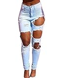 TheFoud Women Casual Destroyed Ripped Distressed Skinny Denim Jeans