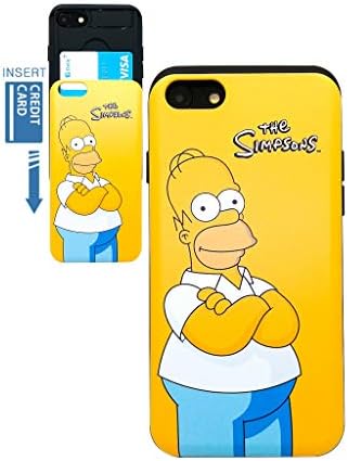 [iPhone 7 Wallet Case/iPhone 8 Wallet Case] KUBRICK Card Holder Slide Cover Simpson Animation Bumper Phone Case Dual Layer Protection UV Printing (Homer Jay Simpson)