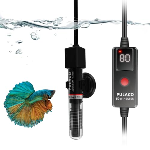 PULACO 50W Mini Aquarium Heater for 110 Gal Tank, Fish Heater with