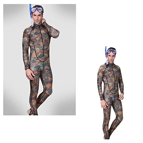 Excursion Sports Men Camouflage Full Body Rash Guard, UPF50+ UV Protection One Piece Wetsuit, Zipper Skin Bathing Suit for Swimming/Scuba Diving/Snorkeling/Surfing