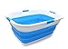 SAMMART 49L Collapsible 4 Handled Laundry Basket-Foldable Storage Container-Portable Washing Bin-Space Saving-Pet Bath Tub,Water capacity 37L(1, Sky Blue), Size : 25.4 x 18.7 x 10.25 inches