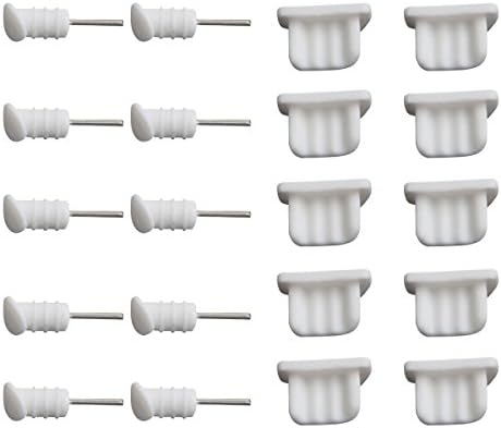 stargoldenbell Android Cell Phone Dustproof Dust Plug Stopper Set Ear Jack Micro USB Port Cap, 10pcs, White
