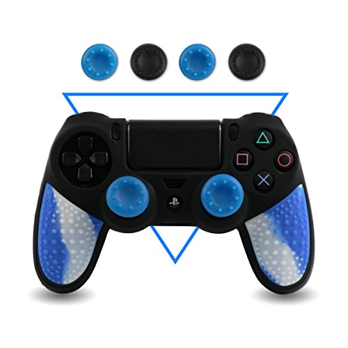 Silicone PS4 Controller Skin - BPA Free Protector Cover Case for Sony PlayStation 4 Controller with Matching Thumb Grips, 2 Sets Camouflage Blue Silicone PS4 Controller Skin - BPA Free Protector Cover Case for Sony PlayStation 4 Controller with Matching Thumb Grips, 2 Sets Camouflage Blue