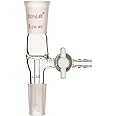 stonylab Borosilicate Glass Vacuum Flow Control Adapter with Standard 24/40 Joint and Side PTFE Stopcock for Lab Supply