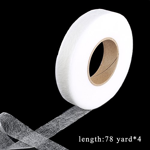 FJSM 4 Rolls 70 Yards Fabric Iron Fusing Tape White Double Sided Hem