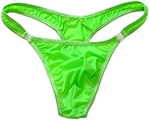 WenMei Men's Bikini Boxer Briefs trip Thongs G-string Milk Silk Underwear Shorts (L, Green)