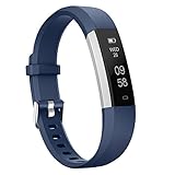 moreFit Fitness Tracker, Slim 2 Touch Screen Activity Health Tracker with Sleep Monitor, Wireless Pedometer Smart Wristband for Android iOS Phone, Silver/Blue