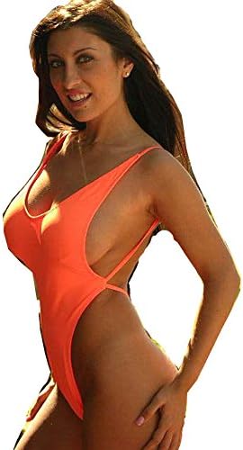 Domingo Women's One Piece Thong Swimsuit Tank Thong Bikini Orange Juice S