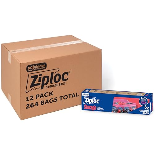 Ziploc Gallon Food Storage Bags, Bulk Storage Bags for Meal Prep, Stand-Up Bott…