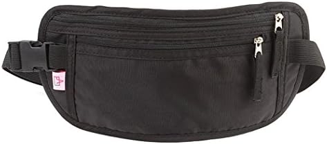 Shopper Joy Flat Belt Bag with RFID Blocking Security Money Belt Waist Bum Bag Against Data Theft Credit Card Passport for Jogging Hiking – Black