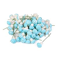 SHANGHh 100 Pieces Foam Mushroom Miniature Garden Mushroom fit for Decorative Gardening (Blue)