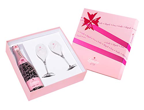 Champagne Lanson – Le Rosé 75cl + 2 flûtes – en coffret