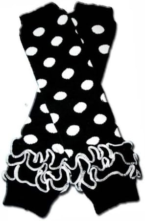 Precious Eggs Unisex-Baby Polkadots Ruffles Leg Warmer Black &amp; White