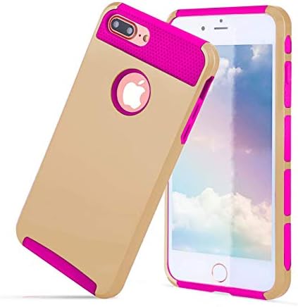 Compatible with iPhone 6S/6 Case, Heavy Duty Slim Shockproof Drop Protection 2 in 1 Hybrid Hard PC Covers Soft Rubber Bumper Protective Anti Slip Case for iPhone 6 / 6S - Hold/Rose