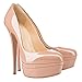 Onlymaker Women's Fashion Super High Heel Slip On Stiletto Pump Platform Closed Toe Wedding Party Shoes Nude 12 M US