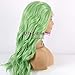 QD-Udreamy Natural Wavy Green Color Hair Synthetic Lace Front Wigs Heat Resistant Hair Lace Front Wig Synthetic Hair for Women 24 Inch