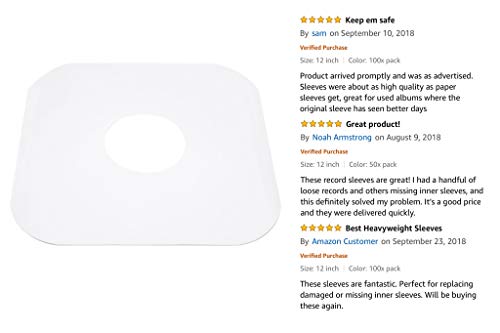 Big Fudge 50x Vinyl Record Inner Sleeves, 12" LP - Heavyweight, Acid-Free Paper, Rounded Corners Insert! The Best Protection for Your Collection! (12 inch, 50 Pack) - Thumbnail 4
