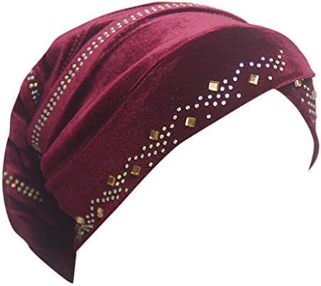 Womens Pleated Beanie Hat- Diadia Ladies India Stretch Retro Print Cotton Turban Hat Head Scarf Wrap Cap - Mothers Days Gifts for Mum (C) 