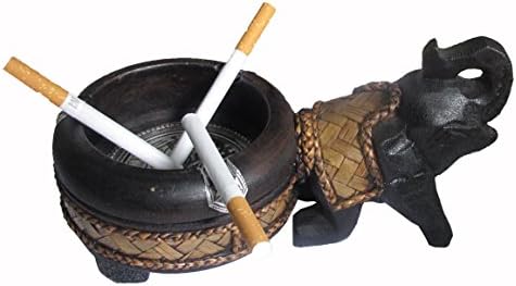 "LovelyThaiMart"Beautiful Handmade Wooden Elephant Ashtray 1pcs.