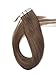 Tape in Hair Extensions Human Hair Extensions Silky Straight Skin Weft Human Remy Hair (16 inches, 8 Brown)