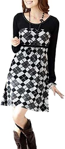 Goldjapan Women's Tunics Casual One Piece Dresses 3XL(4L) Black