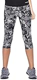 Haby Women Leggings Fitted Capris Running Tights Wide Waistband 61408 Black L