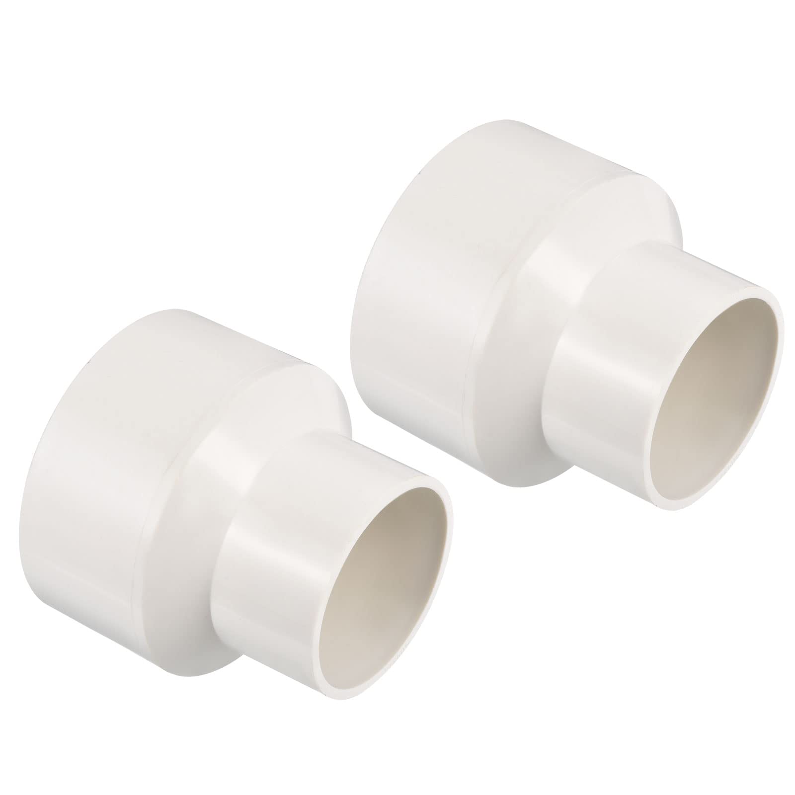 PATIKIL PVC Reducer Pipe Fitting 110x75mm, 2 Pack Straight Coupling Adapter Connector, White