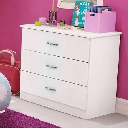 Contemporary Styling and Sleek South Shore Smart Basics 3-Drawer Chest, Multiple Finishes (White)