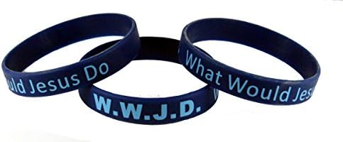 8060007 Set of 3 Pieces Child Size Blue Band With Lt Blue Print What Would Jesus Do Sili.