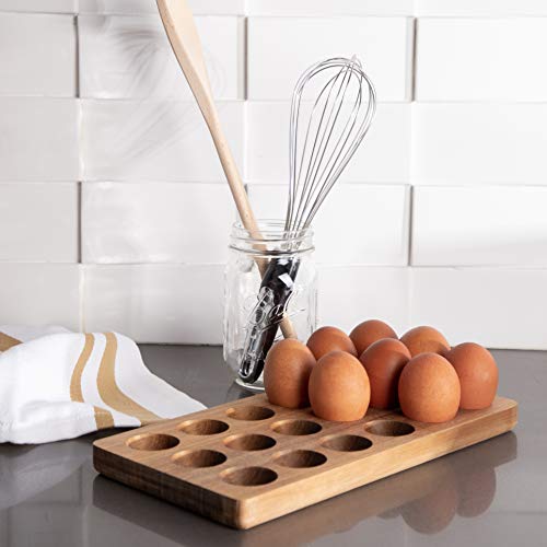 Gui's Chicken Coop Wooden Egg Tray - Rustic Wood Egg Holder For 18 Eggs Usable in Kitchen Refrigerator, Freezer, or Countertop