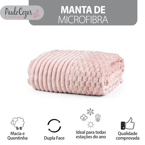 Cobertor Grosso Toque Aveludado Ultra Soft 280grs 3D Relevo Manta Macio e Quente (Casal, Zurique Rosa)
