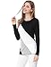 Allegra K Women's Color Block Round Neck Shirt Top S Black White