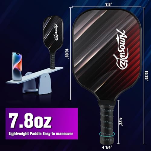 Amoswiz Pickleball Paddles Set of 4, 2/4 Pickle Ball Rackets with 4 Balls & a Backpack, Pickleball Gifts for Men & Women